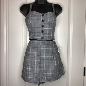 Tilly’s Grey Plaid Shorts Set